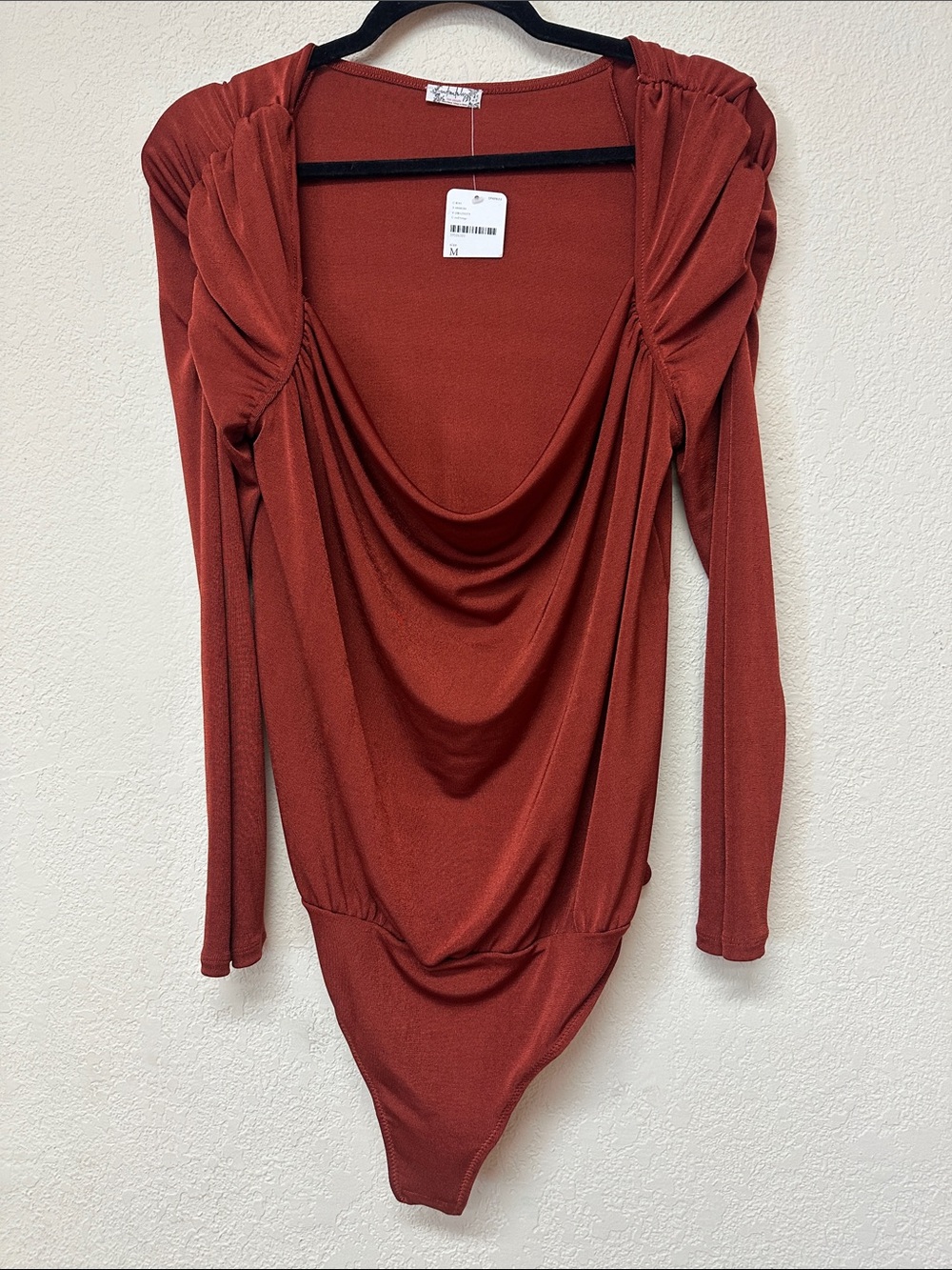 Free People NWT Ginger Draped Long-Sleeve Bodysuit size M